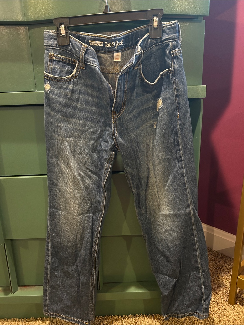 Cat & Jack Girls Relaxed Straight Blue Jeans